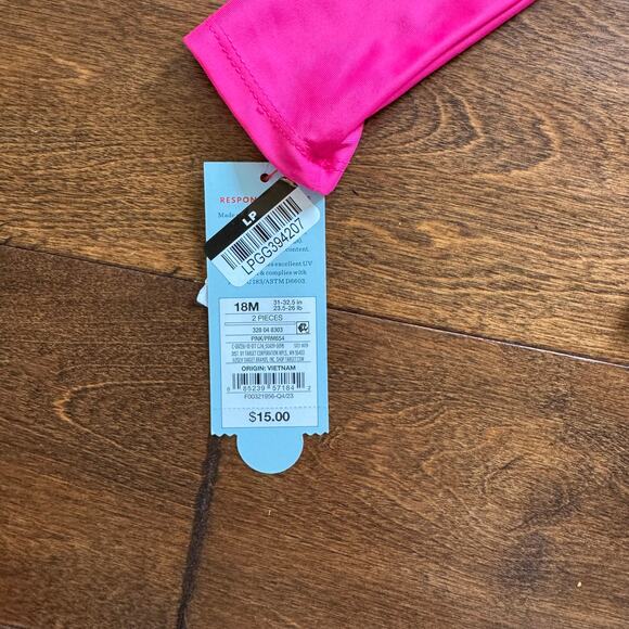 Cat and Jack Girls 18 Month Swimsuit Rash Guard Pink Pineapple Two Piece NEW - Picture 8 of 8